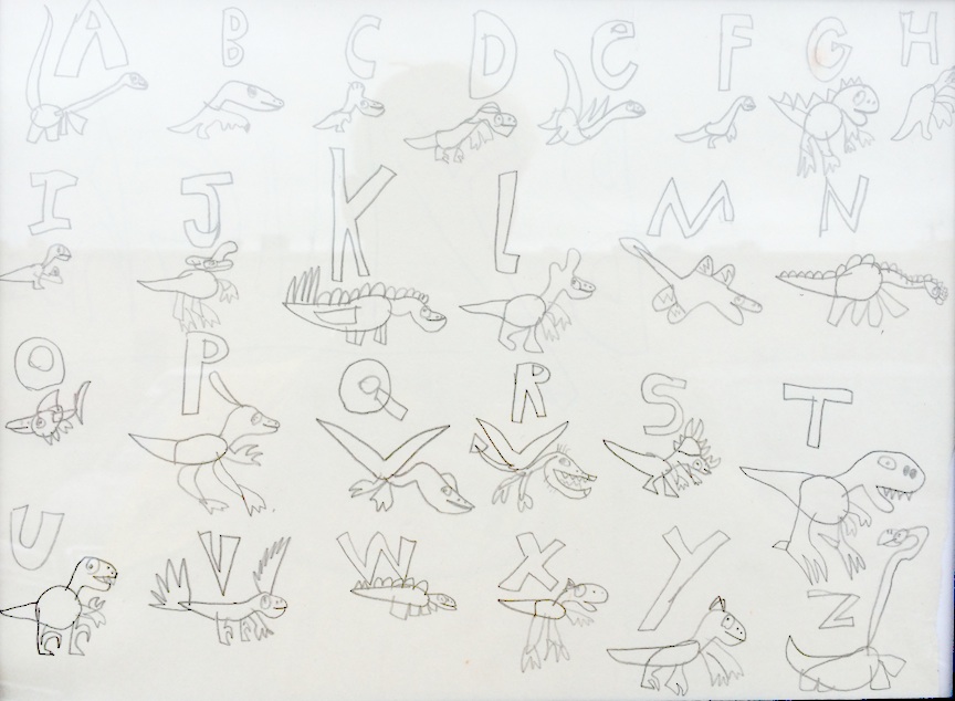 Nicholas Mendez_Dinosaur Alphabet_Honorable Mention_6-8_Cordovan Art School Student Show May 2015.jpg