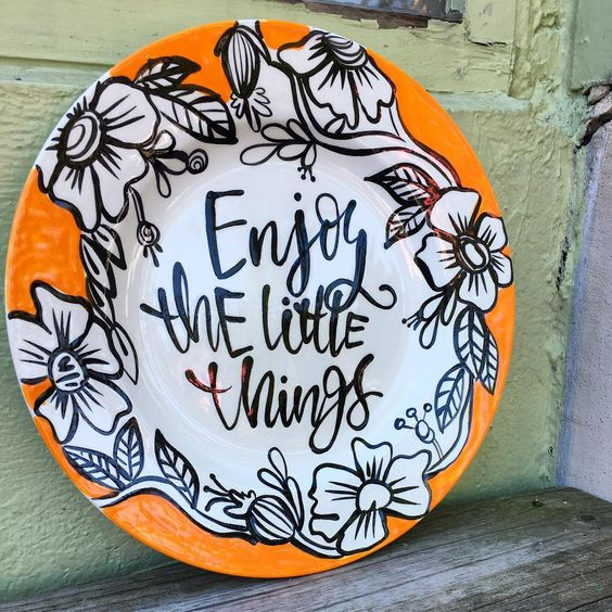 Enjoy the Little Things ceramic plate painting