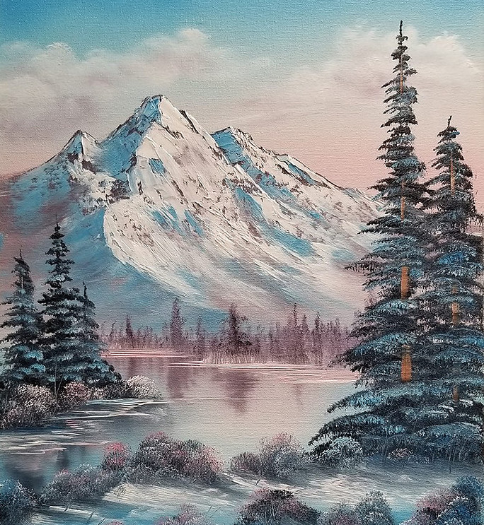 Bob Ross winter landscape painting
