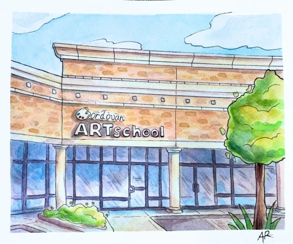 Katy Drawing Front of Building