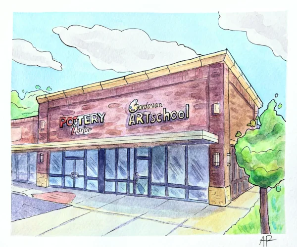 Spring Drawing Front of Building